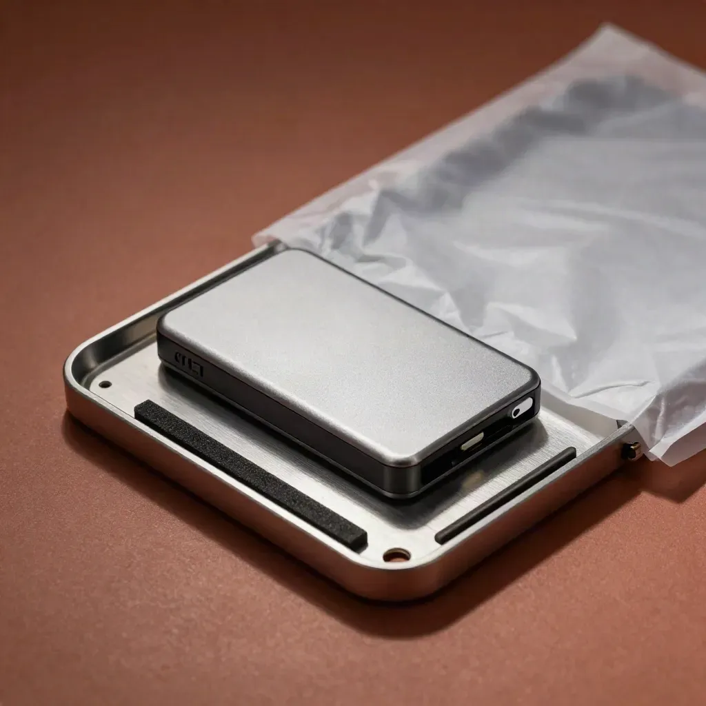 SSD sled, sleeve, and drive tray on a terracotta surface with dramatic light
